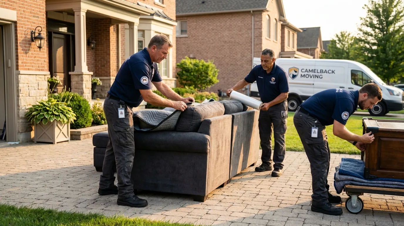 Large estate moving crew wrapping furniture in Huntley, IL